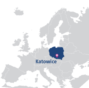 Katowice on the map of Europe